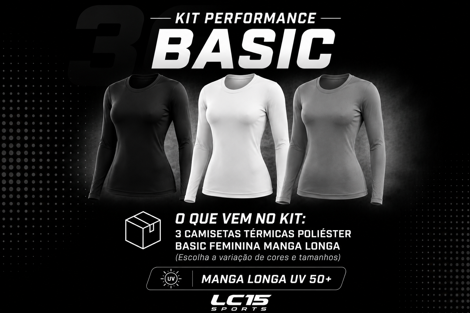 Camiseta Térmica Masculina Poliamida Premium Manga Longa UV 50+ LC15 Sports